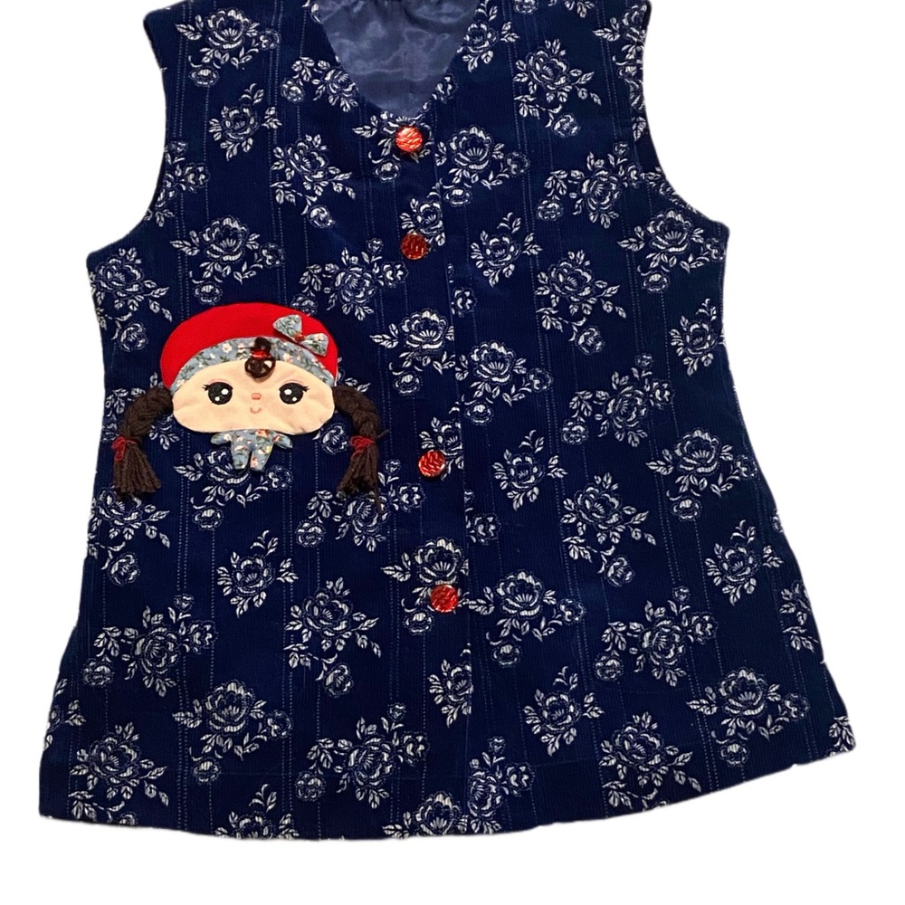 Handmade Corduroy Vest With Doll Face size medium